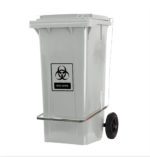 Contentor Europeu Branco 120L Com Pedal e Adesivo Infectante